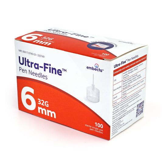 Embecta Ultra-Fine Pen Needles - 32G 6mm (1/4" x 0.23mm) 100/BX
