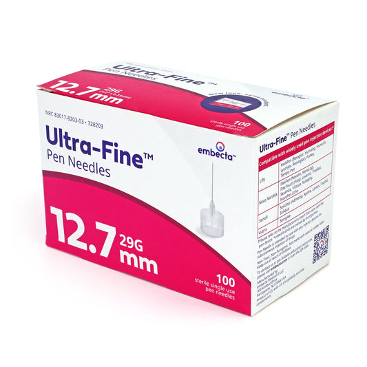 Embecta Ultra-Fine Pen Needles - 29G 12.7mm (1/2" x 0.33mm) 100/BX