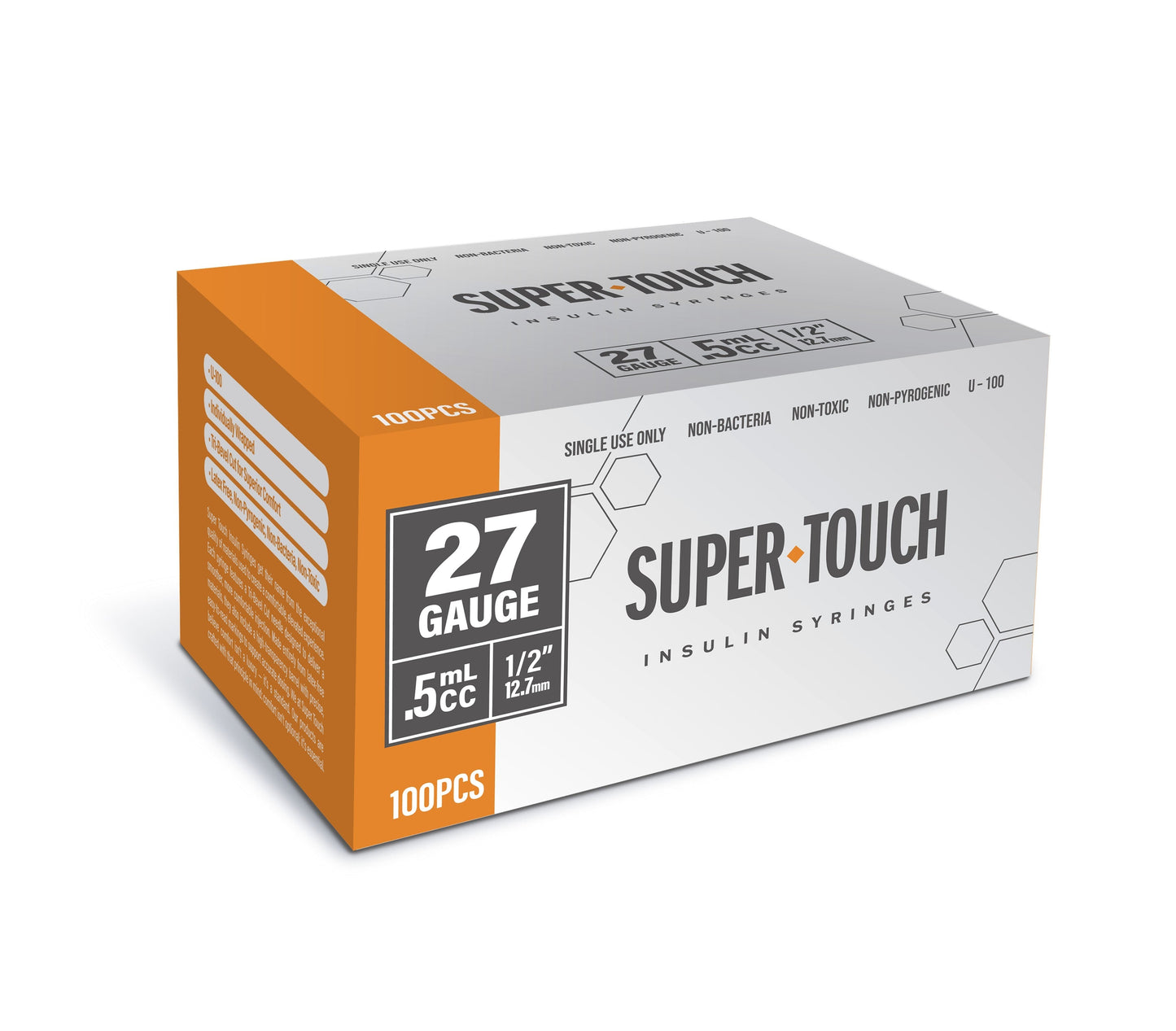 Super Touch Insulin Syringes - 27G 1/2cc 1/2" 100/bx