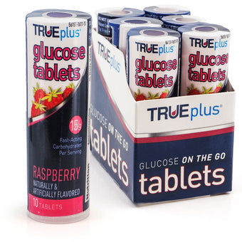 compare product TRUEplus Glucose Tablets, Raspberry 10 ct - Pack of 6