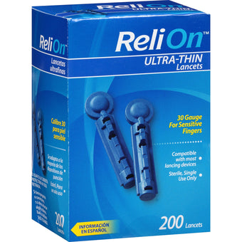 compare product ReliOn Ultra-Thin Lancets - 200 Count