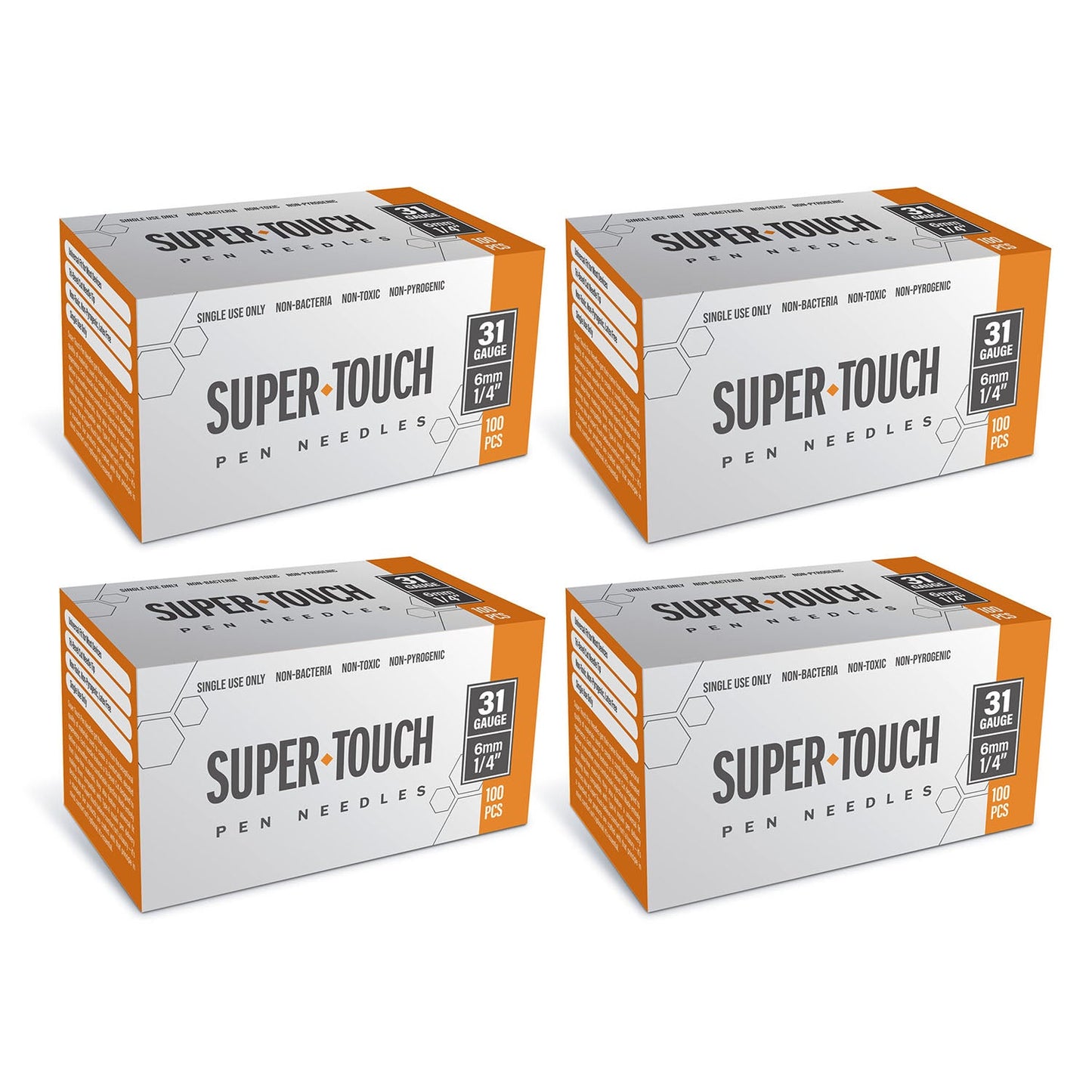 Super Touch Pen Needles - 31G 6mm 100/BX - Pack of 4