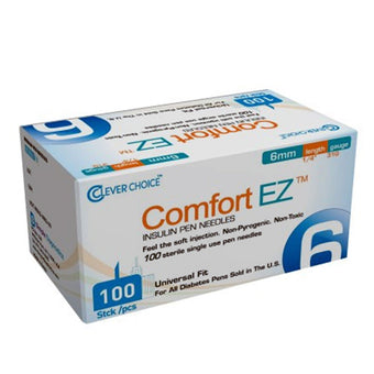 compare product Clever Choice Comfort EZ Insulin Pen Needles - 31G 6mm 100/bx