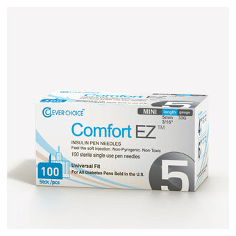 compare product Clever Choice Comfort EZ Insulin Pen Needles - 33G 5mm 100/bx