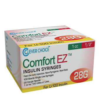 compare product Clever Choice Comfort EZ Insulin Syringes - 28G 1 cc 1/2