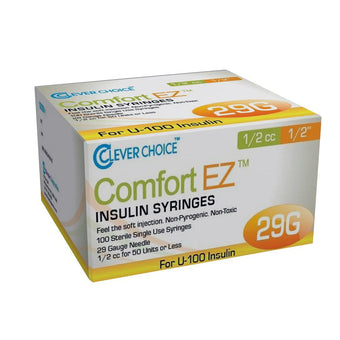 compare product Clever Choice Comfort EZ Insulin Syringes - 29G 1/2 cc 1/2