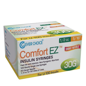 compare product Clever Choice Comfort EZ Insulin Syringes - 30G 1/2 cc 5/16