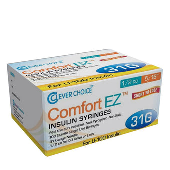 compare product Clever Choice Comfort EZ Insulin Syringes - 31G 1/2 cc 5/16