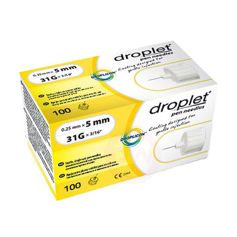 compare product Droplet Pen Needles - 31G 5mm 100/BX