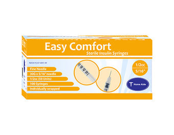 compare product Easy Comfort Insulin Syringes - 30G 1/2 cc 5/16