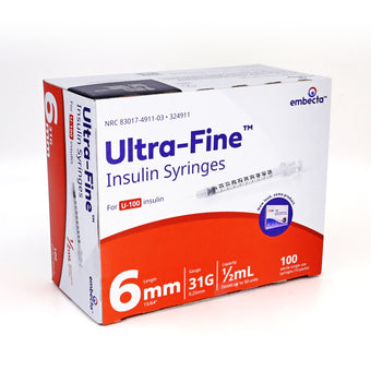 compare product Embecta Ultra-Fine Insulin Syringes - 31G 1/2mL 6mm (15/64
