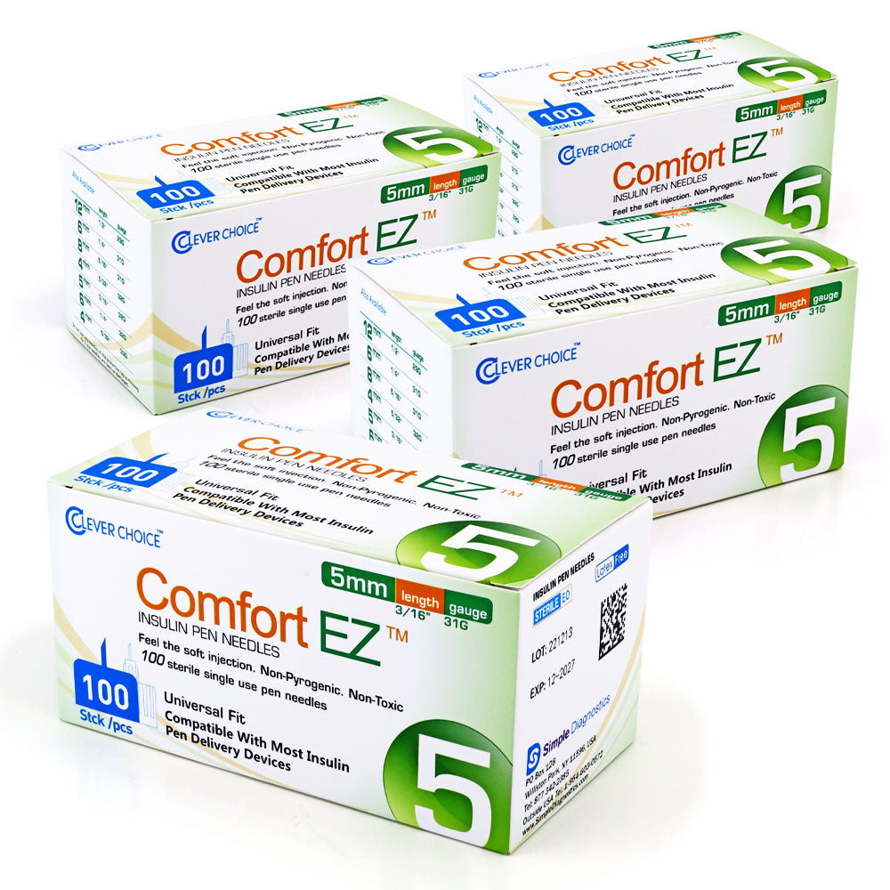 Clever Choice Comfort EZ Insulin Pen Needles - 31G 5mm 100/bx - Pack of 4