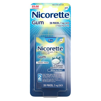 compare product Nicorette Gum - 2mg - White Ice Mint - 20 Pieces