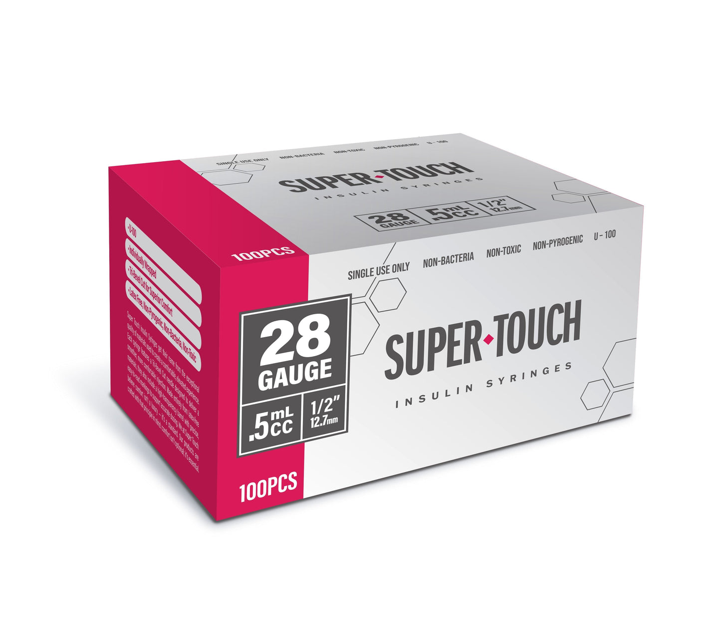 Super Touch Insulin Syringes - 28G 1/2cc 1/2" 100/bx