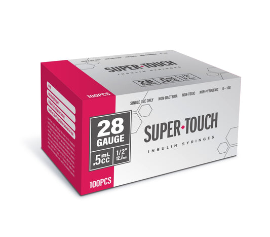 Super Touch Insulin Syringes - 28G 1/2cc 1/2" 100/bx