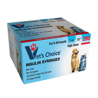compare product Vet's Choice U-40 Insulin Syringes - 29G 1cc 1/2