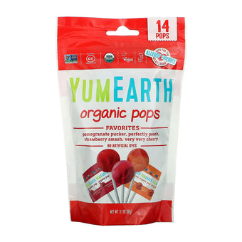 compare product YumEarth Organic Lollipops Assorted Flavors - 3.1 oz Bag (14 Pops)