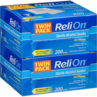 compare product ReliOn Sterile Alcohol Swabs - 200 Count (Pack of 2)