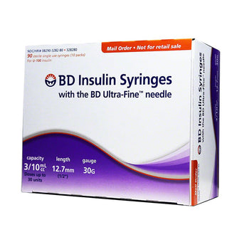 compare product BD Ultra-Fine Insulin Syringes - 30G 3/10cc 12.7mm (1/2