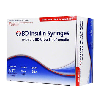 compare product BD Ultra-Fine Short Needle Insulin Syringes - 31G 1/2cc 8mm (5/16
