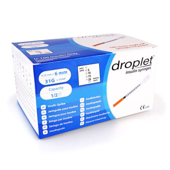 compare product Droplet Insulin Syringes - 31G 1/2cc 15/64