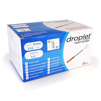 compare product Droplet Insulin Syringes - 31G 1/2cc 5/16