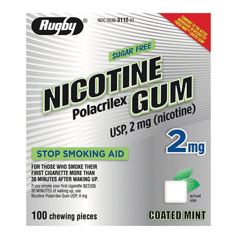 compare product Rugby Sugar Free Nicotine Polacrilex Gum - 2mg - Coated Mint - 100 Pieces
