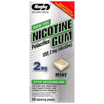 compare product Rugby Sugar Free Nicotine Polacrilex Gum - 2mg - Mint - 50 Pieces